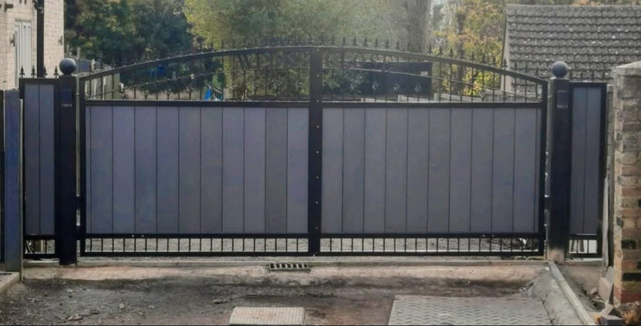Driveway with anthracite gates